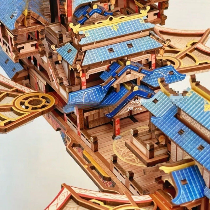 Chinese Palace Style 3D Wooden Puzzle – DIY Architectural Model Kit for Brain Training & Home Decoration