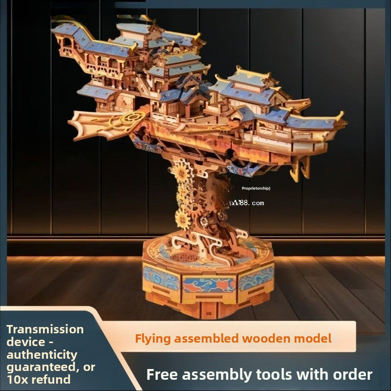 Chinese Palace Style 3D Wooden Puzzle – DIY Architectural Model Kit for Brain Training & Home Decoration