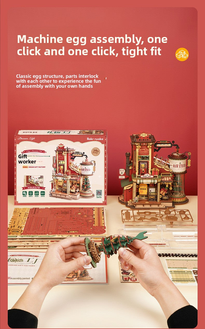 Christmas DIY Wooden 3D Puzzle Building Blocks – Creative Assembly Model Kit for Kids, Girls’ Gift Toy