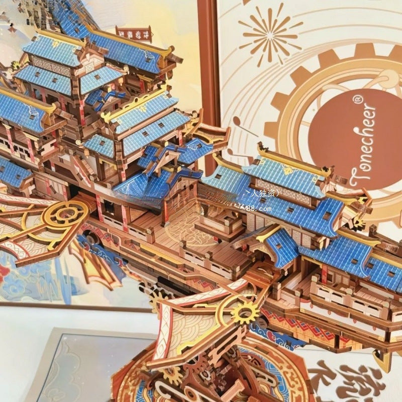 Chinese Palace Style 3D Wooden Puzzle – DIY Architectural Model Kit for Brain Training & Home Decoration