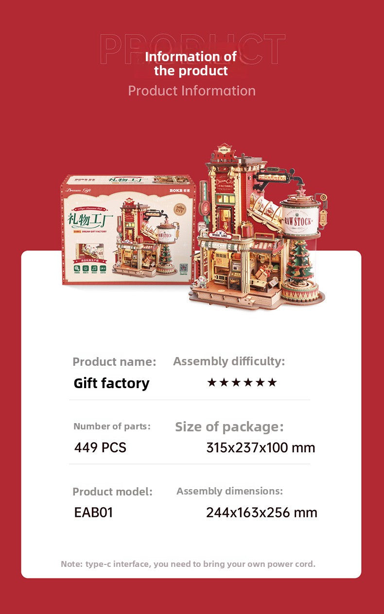 Christmas DIY Wooden 3D Puzzle Building Blocks – Creative Assembly Model Kit for Kids, Girls’ Gift Toy