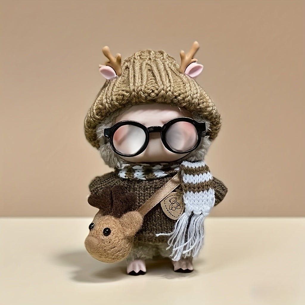 Clothes for Labubu, Original Design, Christmas Style, Cute Reindeer, Sweater, Scarf, Glasses Set Christmas Gift for Friends