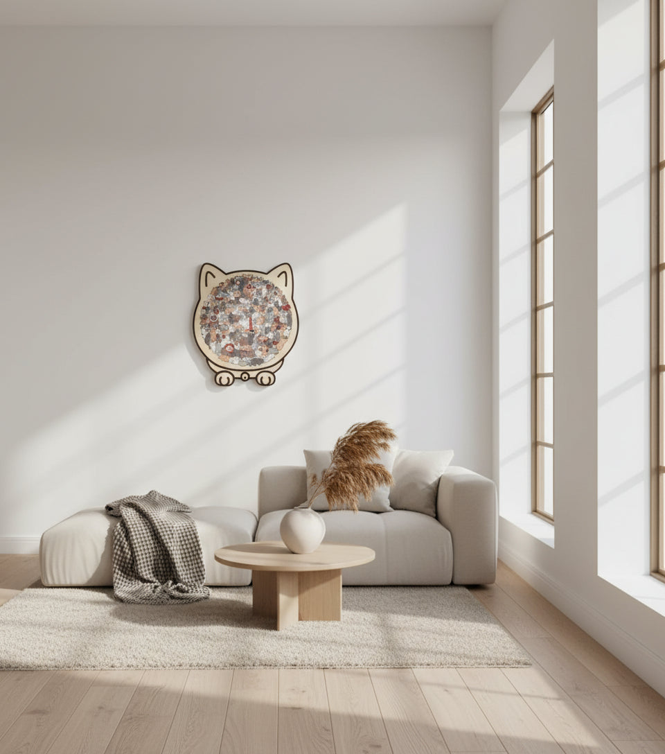 Wooden Cat Puzzle for Adults & Kids – Unique Shaped Jigsaw Puzzle, Handcrafted Animal Puzzle for Relaxation