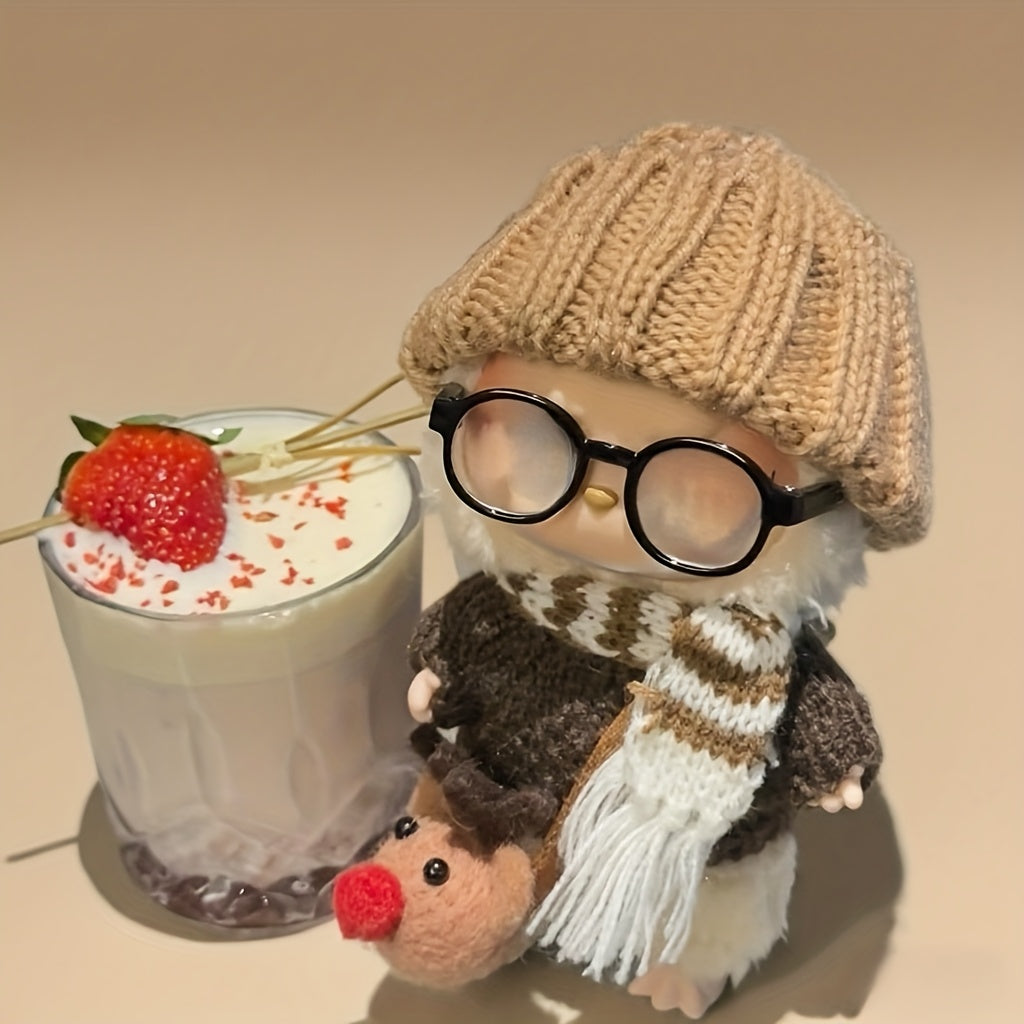 Clothes for Labubu, Original Design, Christmas Style, Cute Reindeer, Sweater, Scarf, Glasses Set Christmas Gift for Friends