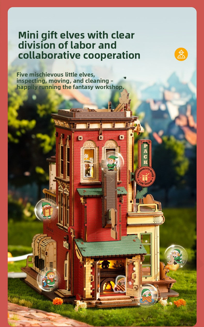 Christmas DIY Wooden 3D Puzzle Building Blocks – Creative Assembly Model Kit for Kids, Girls’ Gift Toy