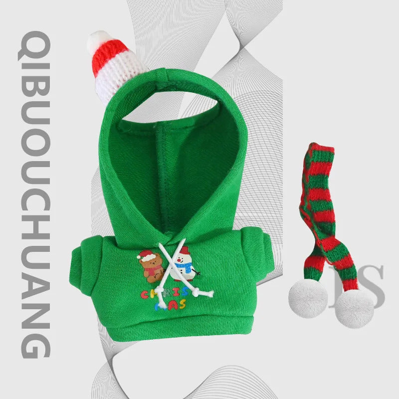 Christmas  Red Plush Hat Clothes for Labubu I with Red Bow Dress Love Sweater Deer Decoration Suit for Ladbubu Dolls Accessories