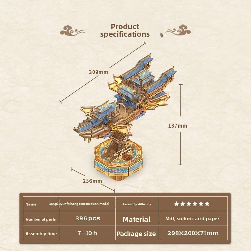 Chinese Palace Style 3D Wooden Puzzle – DIY Architectural Model Kit for Brain Training & Home Decoration